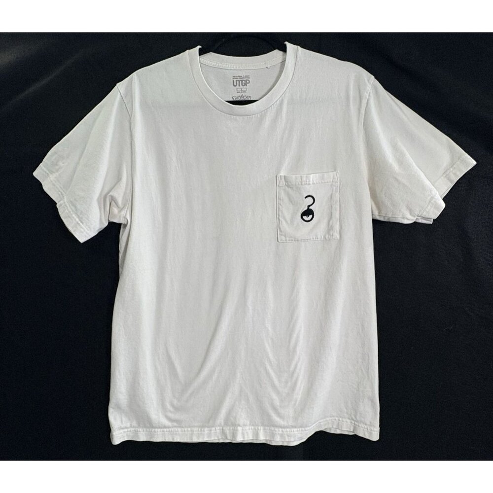 UTGP Uniqlo Men Pokeman Short Sleeve Tee Unown‎ Ball Graphic Sz L White 6a-9